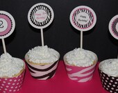 Instant Download-Zebra and Hot Pink Printable and Editable Circle Tags, PDF Files You Type Your Own Text