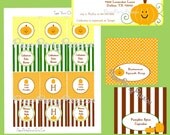 Sale 50 Percent Off-Pumpkin Themed EDITABLE and PRINTABLE Party Package-PDF Files, You Type Your Own Text