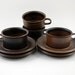Four Arabia Ruska Cups and Saucers Designed by Ulla Procope