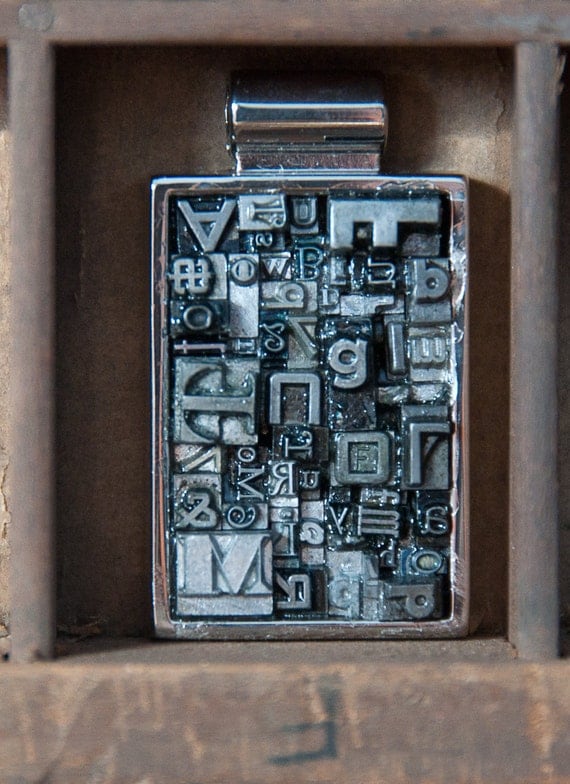 Large Rectange Letterpress Type Pendant