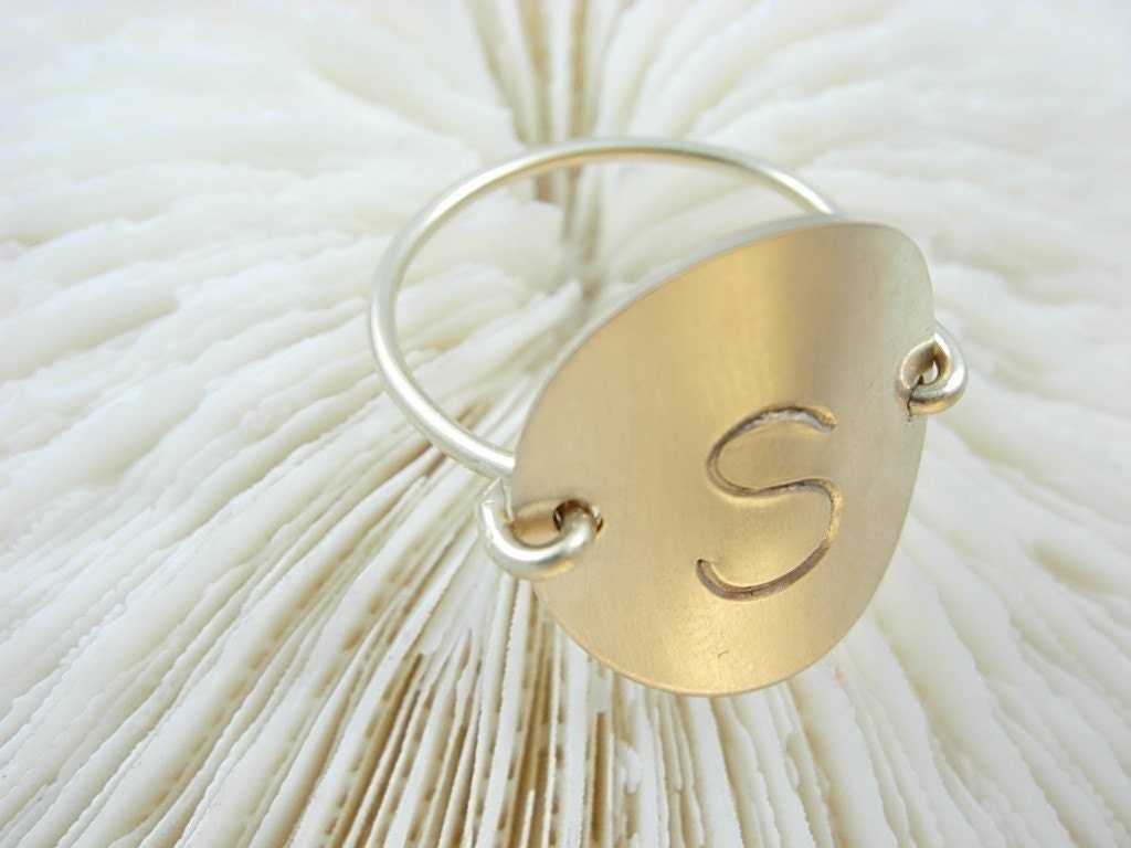 Hand Stamped 14k Gold Fill Initial (engraved) Ring