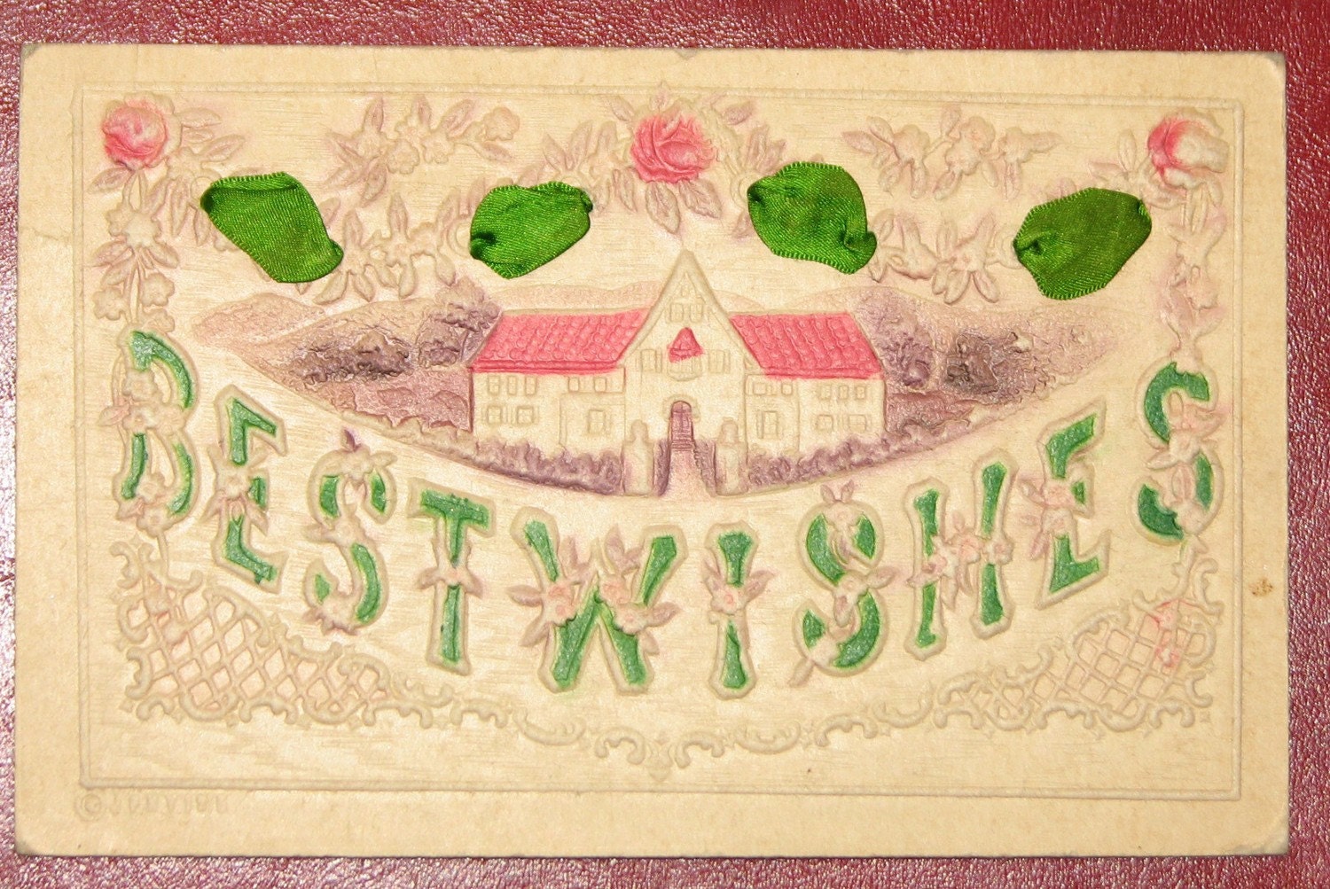 victorian new home antique vintage RIBBON postcard