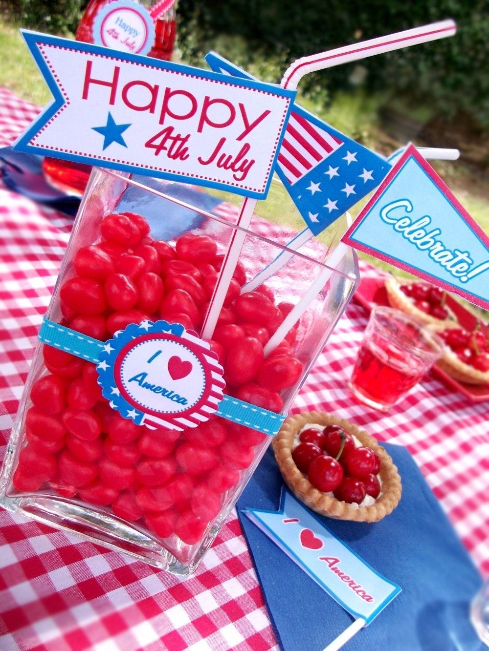 4th July Independence Day Party Collection - Printable PERSONALIZED Party INVITE AND Party Supplies
