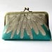 Chrysanthemum  silk lined aqua floral clutch, Bag Noir, Bridesmaid clutch, Weddings bride formal clutch purse