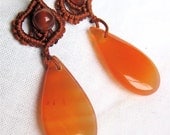 Fire Carnelian Earrings . Red and Orange . Sterling Silver