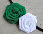 Go Green and White Team Colored Elastic Headband