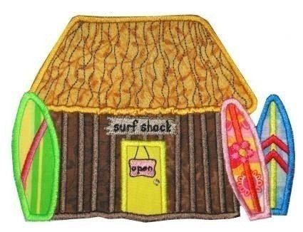 Boutique Machine Applique Embroidery (Surf Shack) Beach design