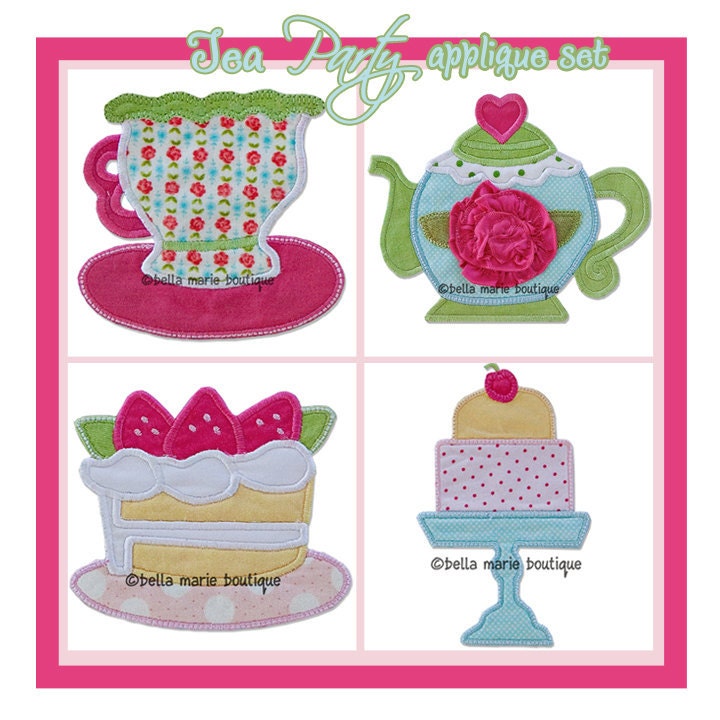 Boutique Machine Applique Embroidery (Shabby ChIC TEA PARTY set) design