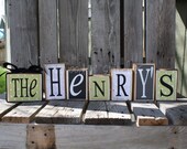 Personalized Name Wood Block Set . . . custom wedding home decor primitive gift personalized wood sign boy girl baby family