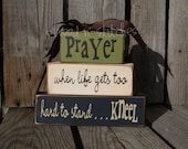 Primitive Prayer Wood Block Set Stacker . . . Inspirational  faith religious christian custom wood blocks primitive country gift