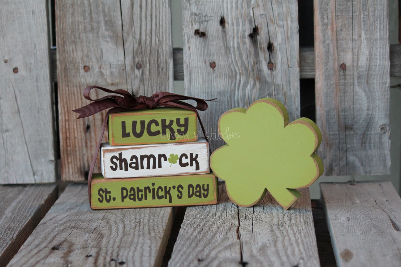 St. Patrick's Day Block Mini Stacker . . . shamrock sold seperately . . . home seasonal spring irish decor shamrock gift wood block march