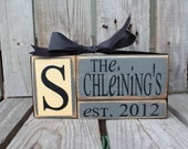 Personalized Established Name Family Block Set sign wood block set christmas wedding anniverysary birthday gift