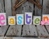 Easter Wood Block Set home seasonal spring easter bunny egg chick gift personalized shelf sitter primitive block set photography prop