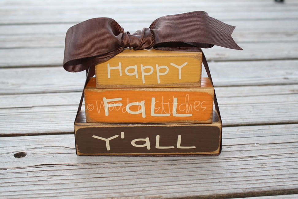 Fall Autumn Primitive Personalized Wood Mini Stacker Block Set gift home seasonal decor gift