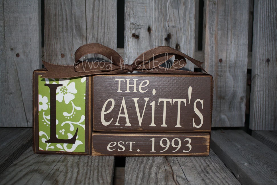 Personalized Established Name Family Block Set sign wood block set christmas wedding anniverysary birthday gift