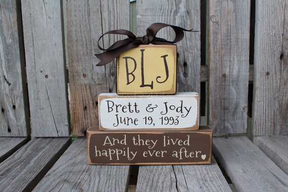 Personalized Established Name Family Monogram Block Set sign wood block set christmas wedding anniverysary birthday gift