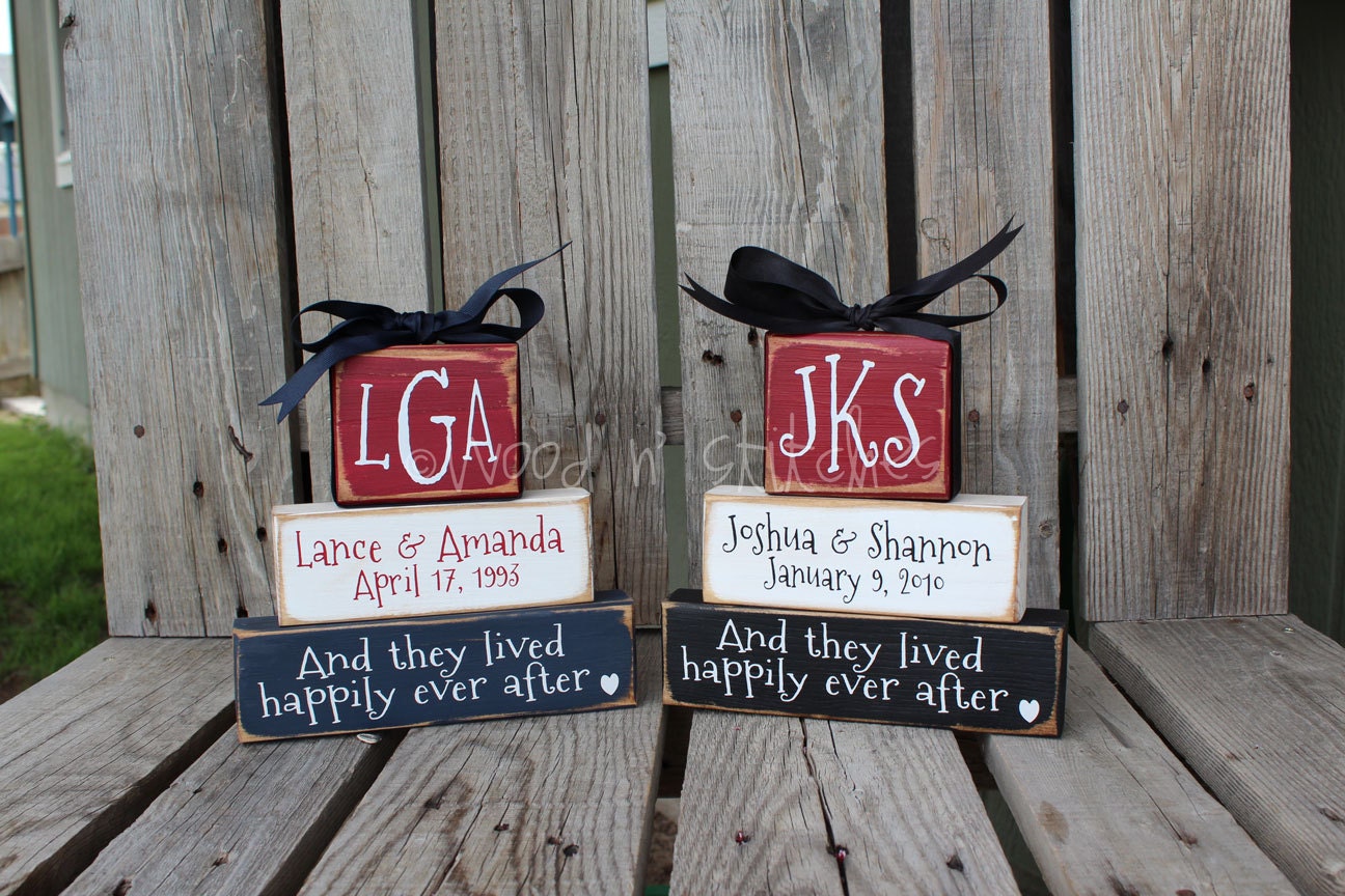 Personalized Established Name Family Monogram Block Set sign wood block set christmas wedding anniverysary birthday gift