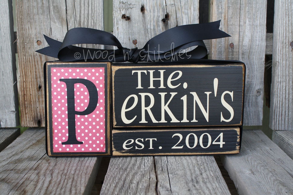 Personalized Established Name Family Block Set sign wood block set christmas wedding anniverysary birthday nurse gift