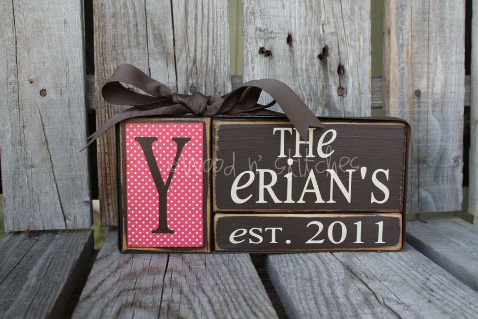 Personalized Established Name Family Block Set sign wood block set christmas wedding anniverysary birthday gift