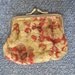 Vintage Coin Purse Shabby Chic Red and Tan Chenille Fabric Small Change