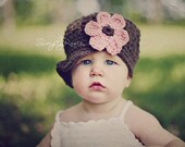 Crochet Hats for Women, Newsboy Hats for Teenagers, Brown, Pink, Cotton, Fall Fashion, Autumn Hat