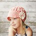 Crochet Hat for Girls, Hats for Toddlers, Visor Beanie Hat, Toddler Girl Hat, Peach, Off White, Cotton, Children Accessories, 2T to 4T Hat