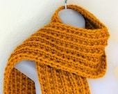 Butterscotch Yellow Long & Chunky Hand Knitted Scarf