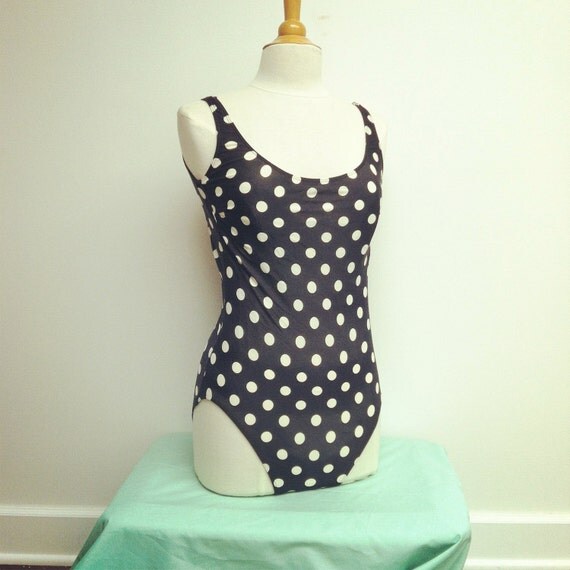 Vintage Polka Dot One Piece Bathing Suit By Bodypartsandcrafts