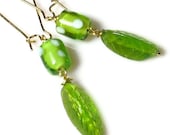 Green Leaf Earrings, Everyday Earrings