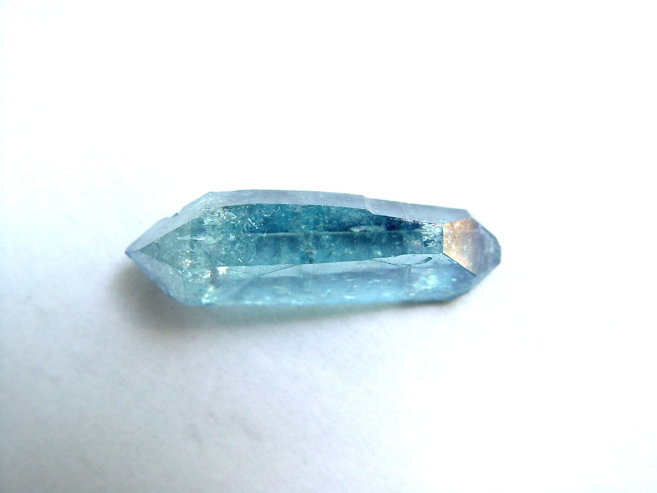 Double Terminated Aqua Aura Quartz Crystal Point