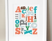 Alphabet Nursery Art - 'Alphabet Soup' 8x10 Print - Boy