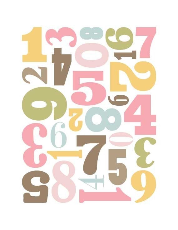 Numbers Nursery Art - 'Number Jumble' 11x14 - Girl