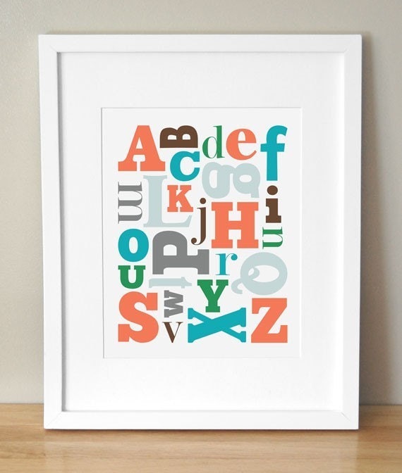 Alphabet Nursery Art - 'Alphabet Soup' 8x10 Print - Boy