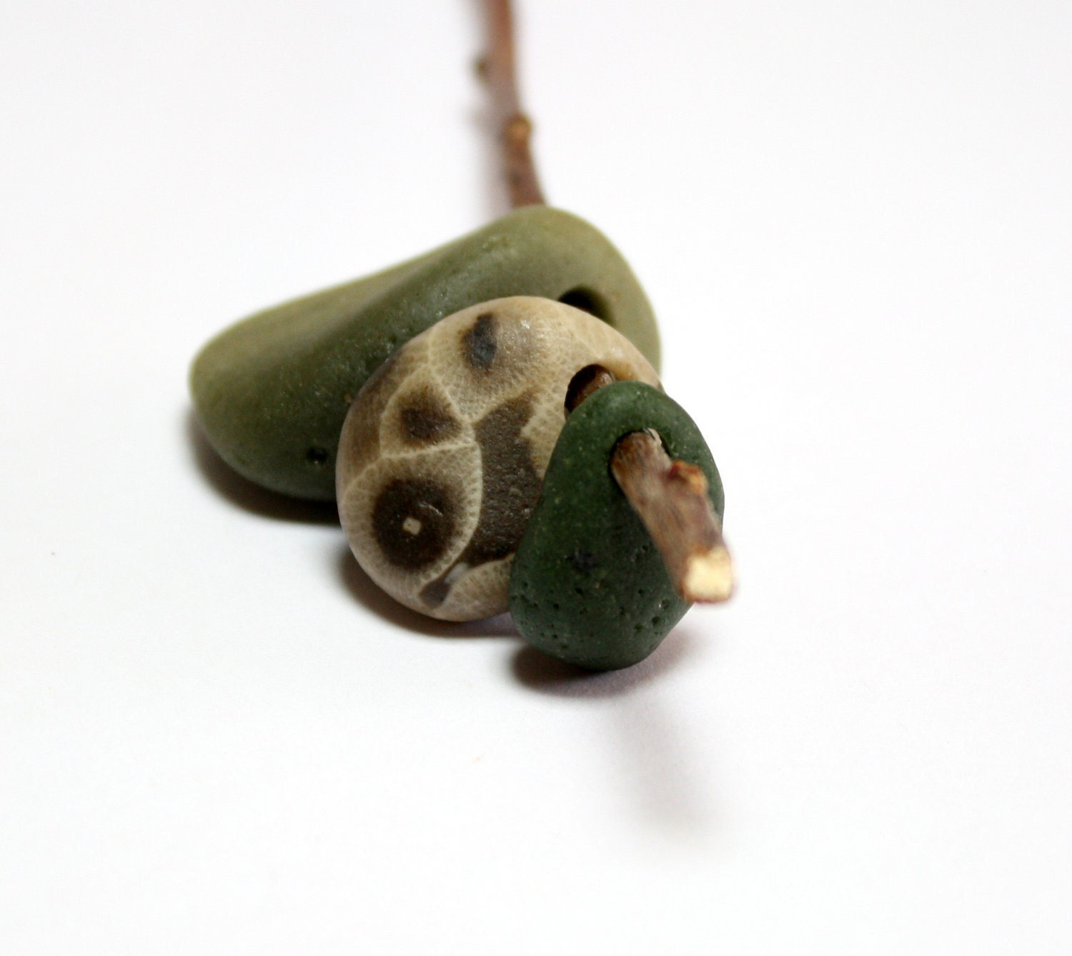 Seaglass Petoskey Jewelry- Beach Stone Petoskey Slag Sea Glass Beading Supplies- "Jade" by Allybeans