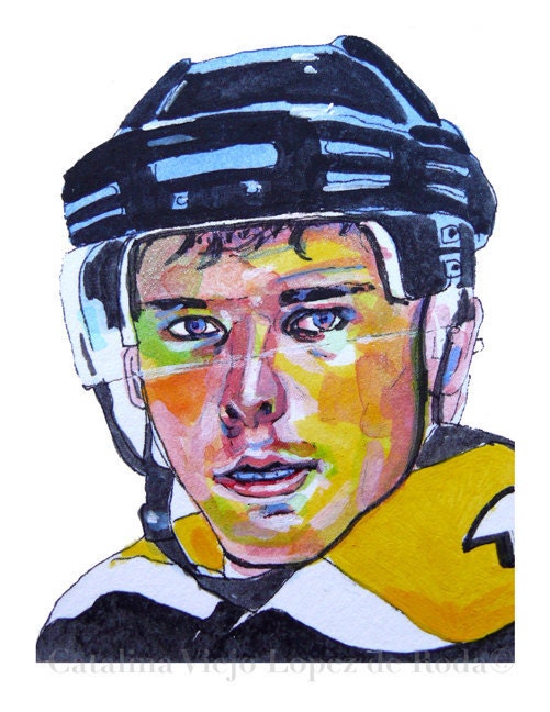 Boston Bruins Tyler Seguin ORIGINAL Miniature Painting 6 x 4 inches Framed by Catalina