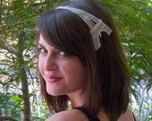 Eiffel Tower Headband Silver Beaded French Tour de Eiffel Tower for Women and Teens by Jill's Boutique