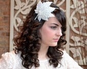 SALE-Sequin Beaded Headband White Ice Crystal Leaf Hairband Handmade for Women and Teens by Jill's Boutique