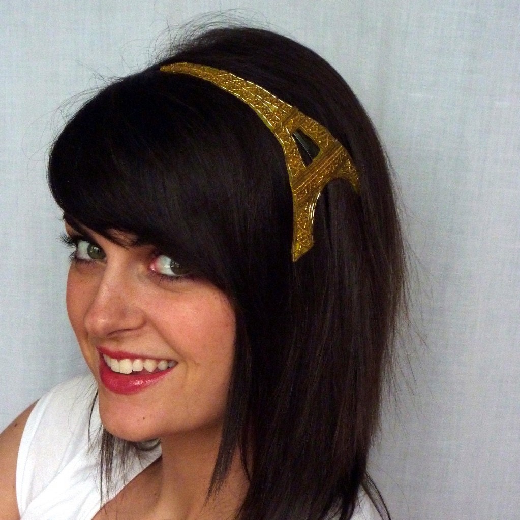 Gold Eiffel Tower Beaded Headband Best Selling Original for Women and Teens by Jill's Boutique