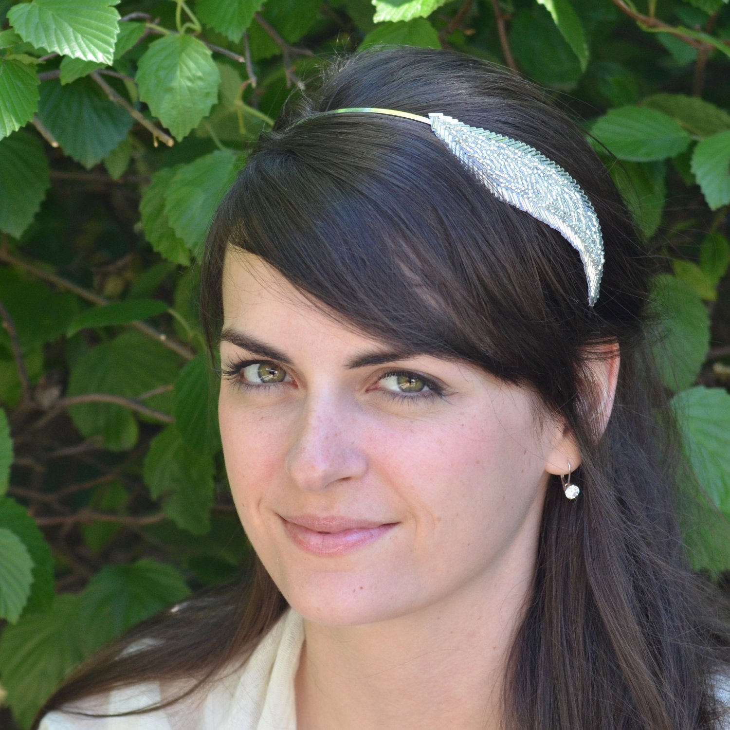 Sparkling Silver Leaf Beaded Headband for Women and Teens by Jills Boutique on Etsy