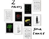 Your Choice 2 Print Set - 11"x15" - Food Art - Kitchen Print Set - archival fine art giclée prints