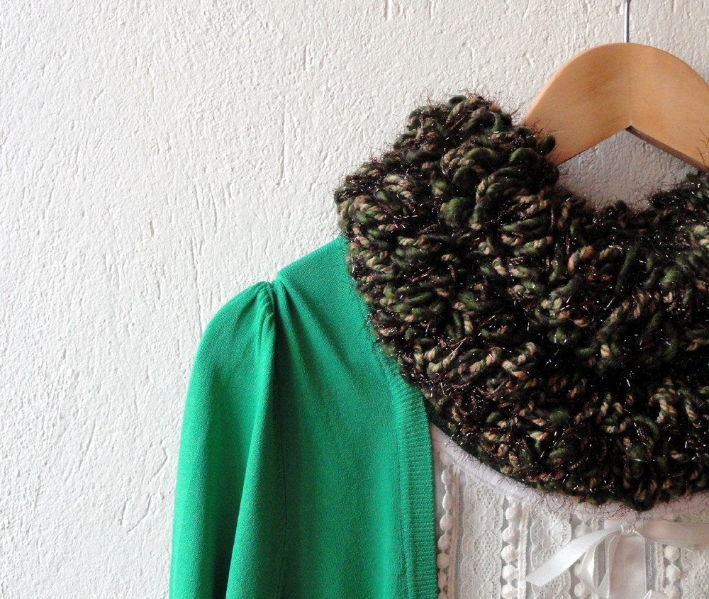 Was 19 Now 9 Earth Tones Ruffled Shaggy Everyday Scarf neckwarmer cowl, necktie