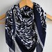 Navy Blue Floral Fabric Scarf with lace, lacework, oya - Cotton neckwarmer, cowl, necktie