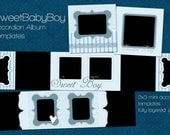 SWEET BABY BOY Accordion Album Templates for Photographers - Photoshop Files for any occasion 3x3 inch in Blues and White