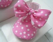 Mary Jane Shoes,Pink And White Dot, 'Isabelle' Shoe, Baby Shoes, Booties, Slippers, Bobka Shoes by BobkaBaby