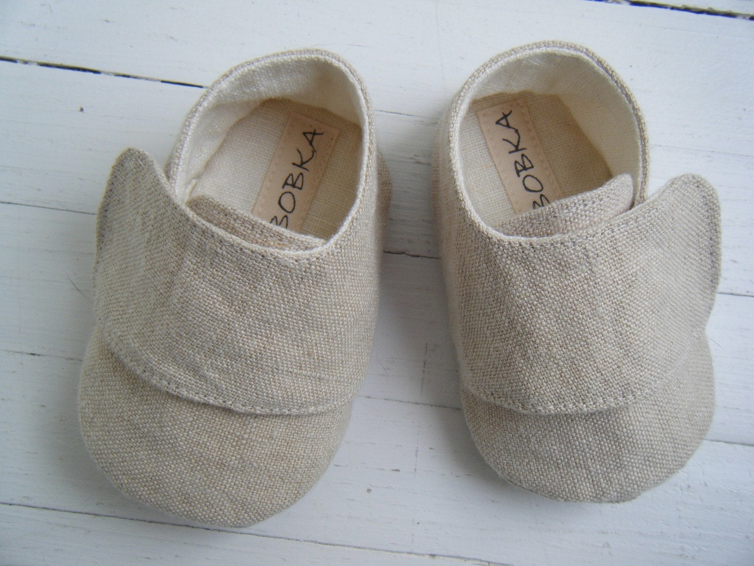 Organic Baby Shoes, Baby Boy Shoes, Baby Girl Shoes, Khaki Hemp Linen, Unisex Shoes, Bobka Shoes by BobkaBaby