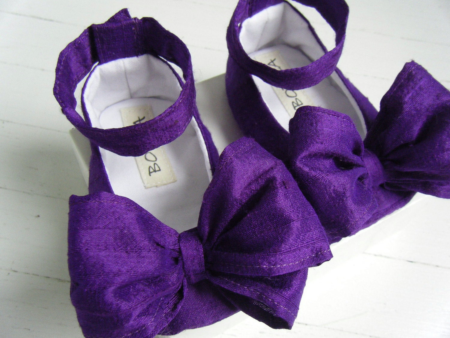 Flower Girl Shoes, Deep Purple Silk Ankle Strap, Baby Shoes, Mary Jane, Bobka Shoes by BobkaBaby