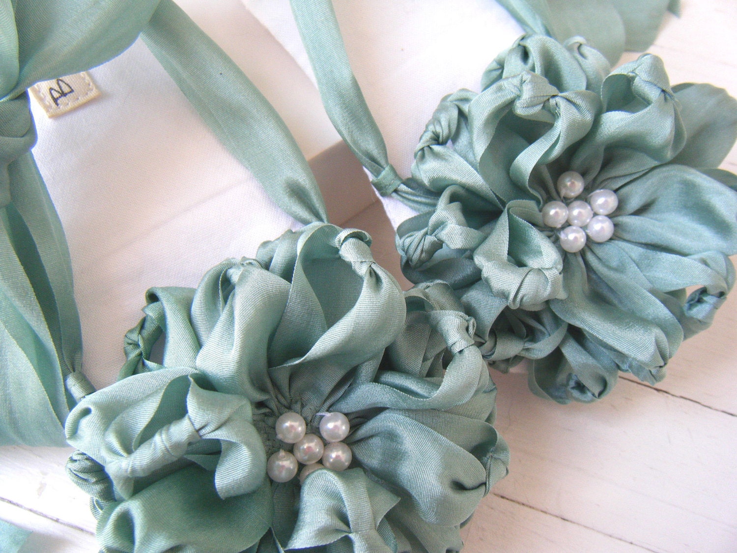 Silk Ribbon Flower Sandal 'Persephone' Shoe Baby Girl Wedding by Bobka Baby