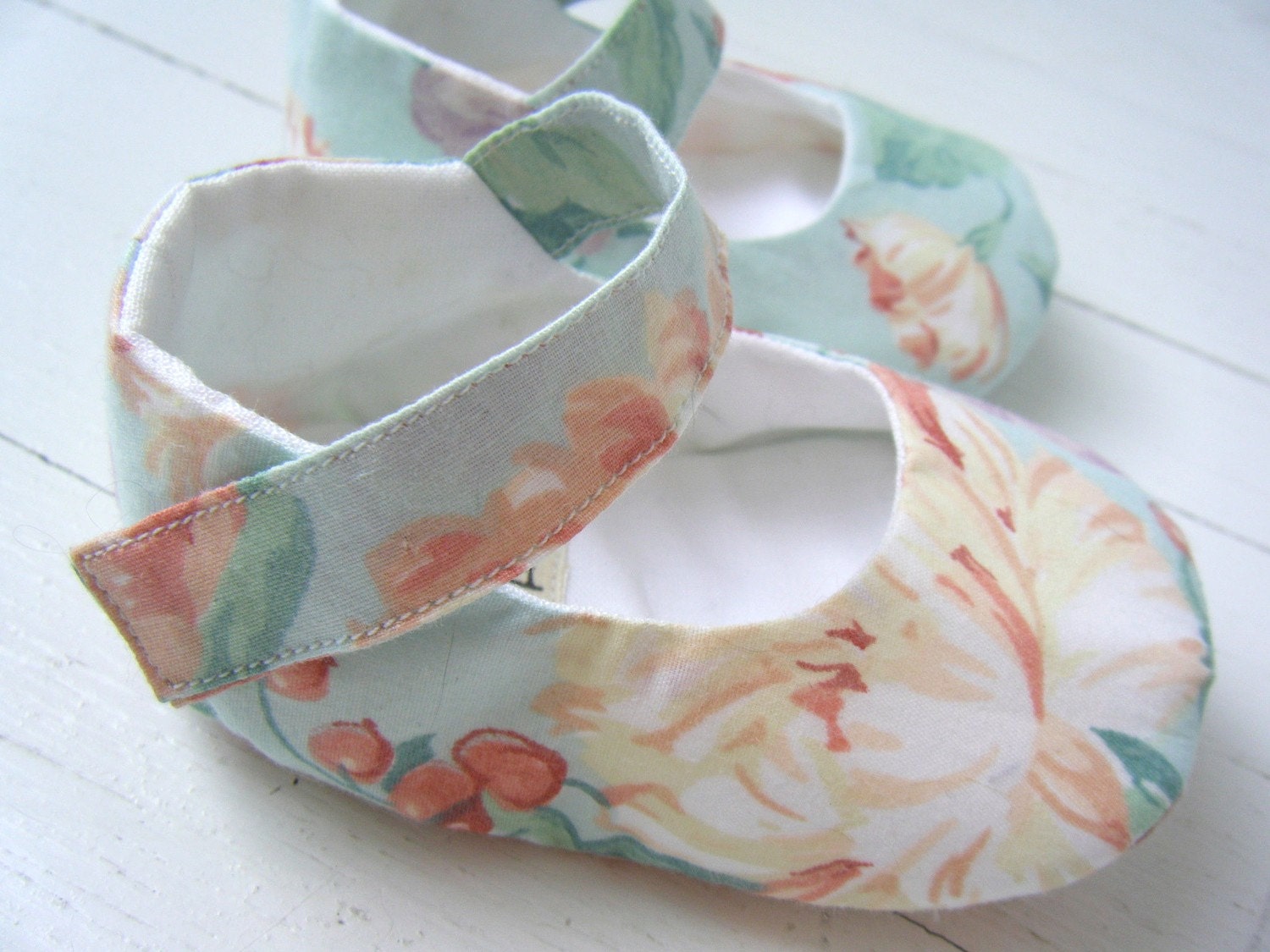 Mint Green Floral Mary Jane Shoes For Your Baby Girl