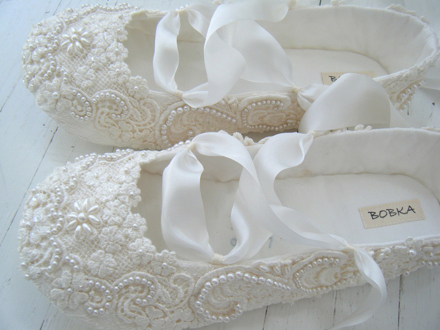 Ivory Ballet Flats, Wedding Shoes, Bridal Ballet Flats, Custom Made, Bridal Shoes, Lace, Bobka Shoes by BobkaBaby