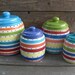 Set of 4 Bright Stripes and Dots Ceramic Canister Set